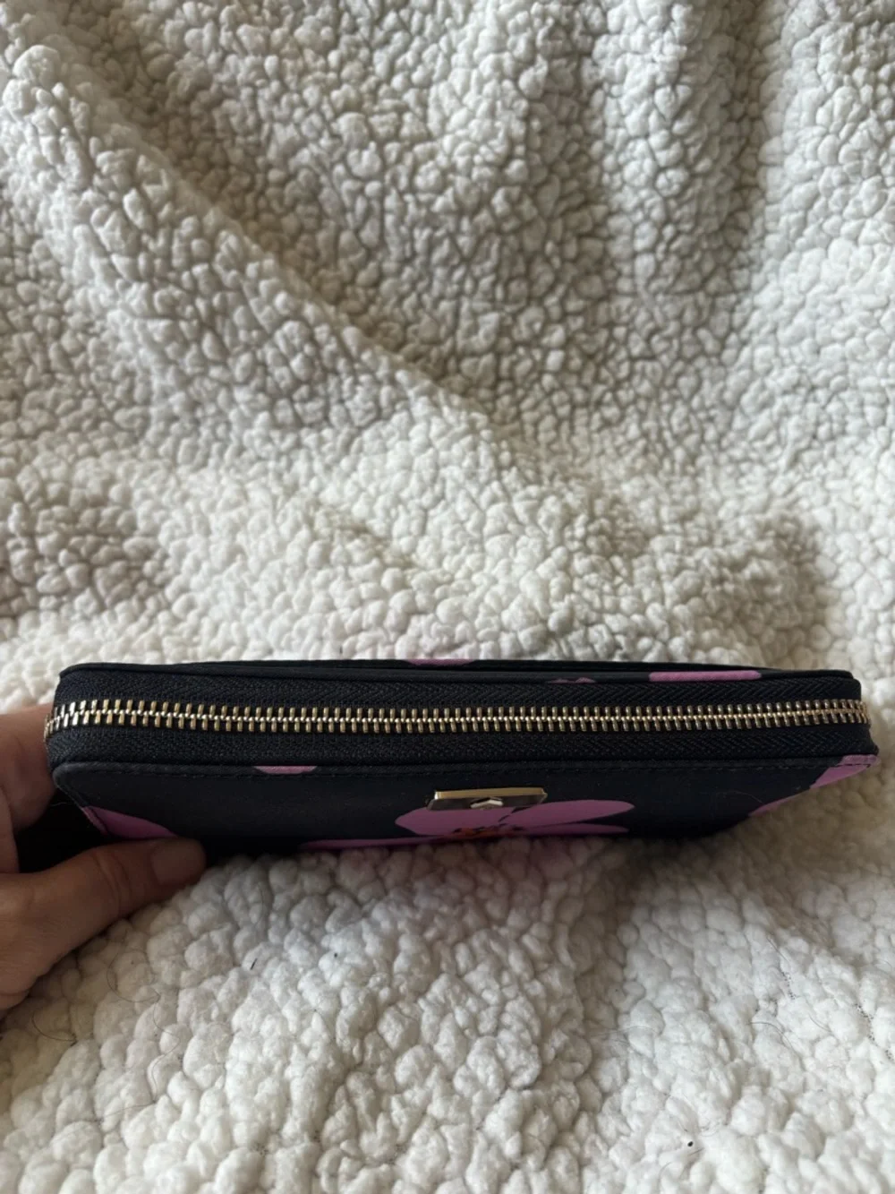 kate spade Black Wallet with Pink Floral Motif